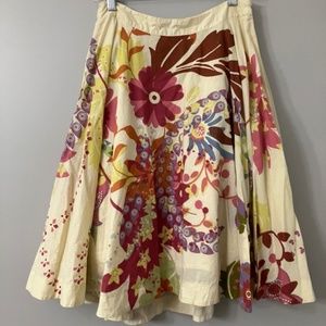 Odille Anthropologie Floral A-line Cotton Skirt, 4